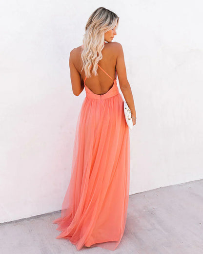 LB | Sukienka maxi 'Petal Dust'