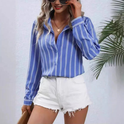 AS | Bluzka vintage w paski zapinana na guziki
